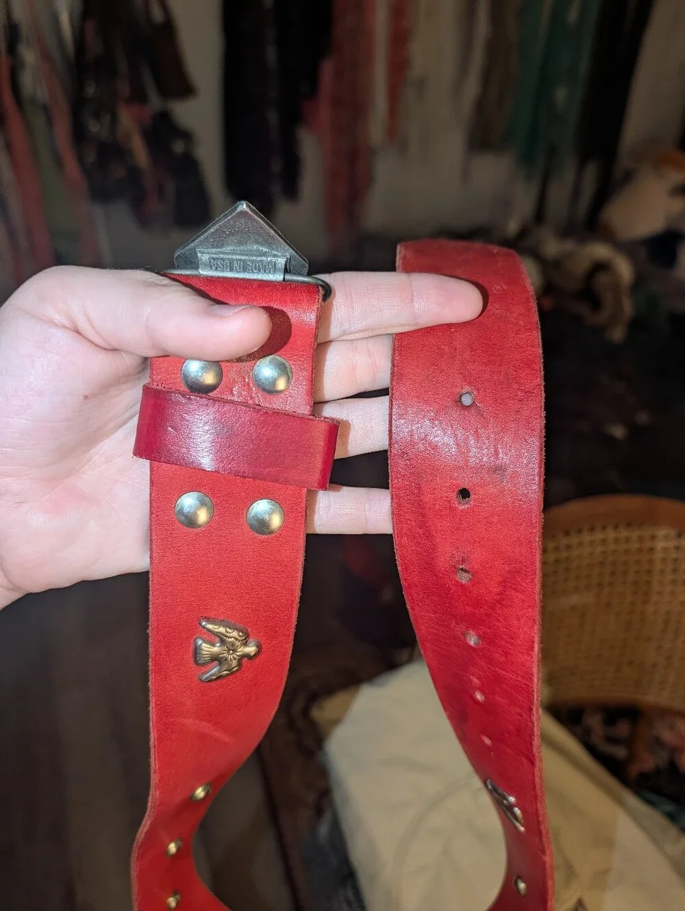 Vintage Harley-Davidson Red Leather Belt w/ Buckle